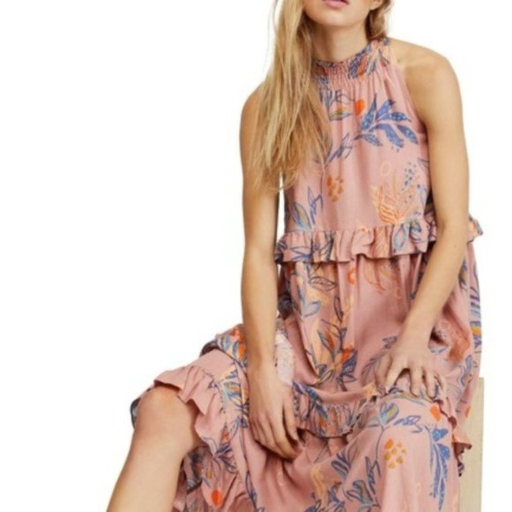 Free People Pink Tiered Boho Maxi Dress S/M NWT - Picture 7 of 7
